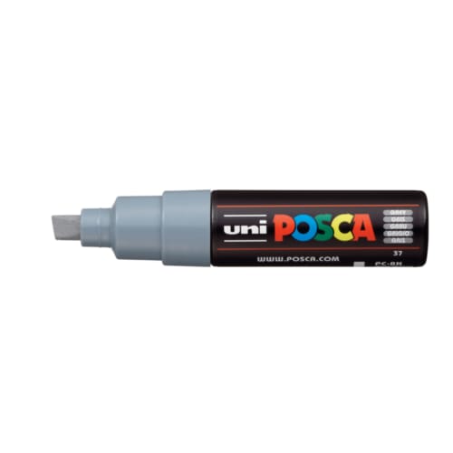 Posca marker met schuine punt schrijfdikte breed grijs