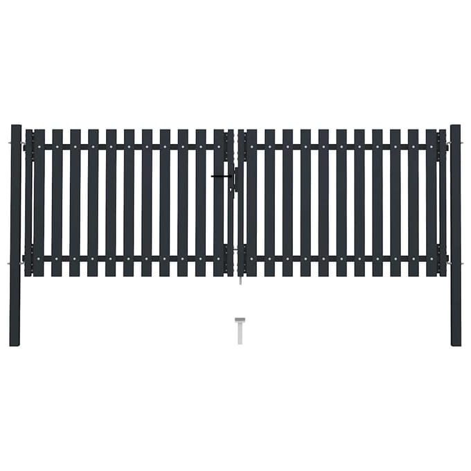 vidaXL - Dubbele - poort - met - deur - staal - 300x100 - cm - antraciet