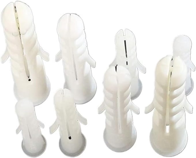 Schroeven en pluggen - Muurankers set - Bevestigen van objecten - Anti-rotatie ontwerp - 100 stuks - Wit