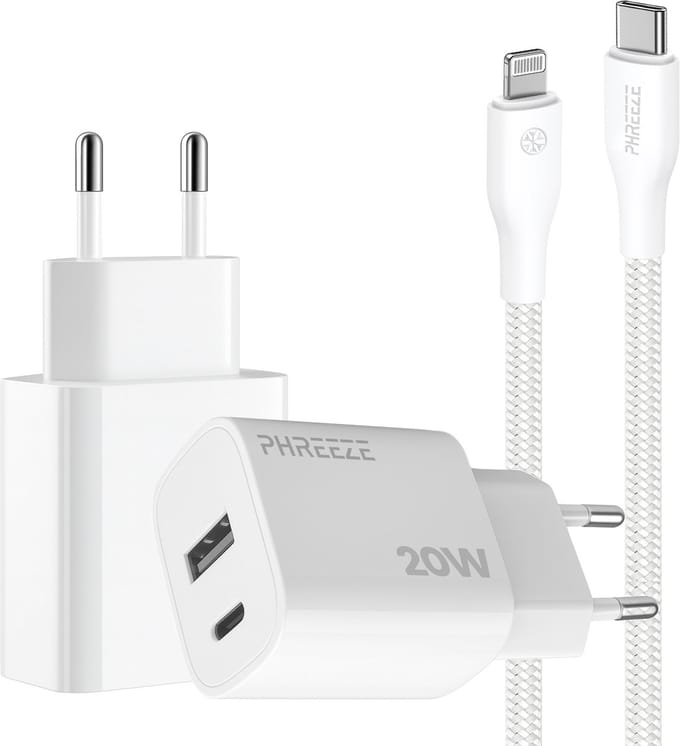 Phreeze usb c snellader 30w met kabel geschikt voor iphone 14 13 12 11 se - Power delivery oplader 1 meter