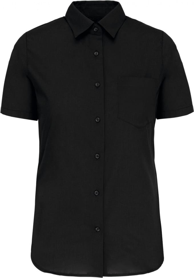 Kariban Dames Poplin Blouse Korte Mouwen K544 - Black - L