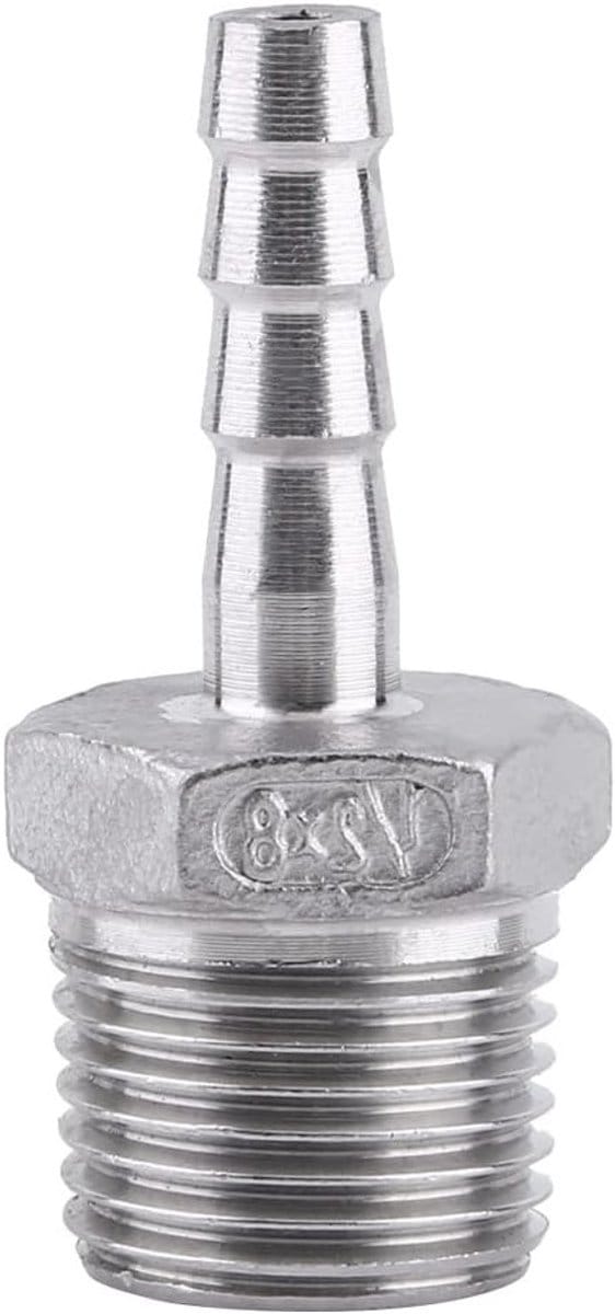 Duurzame RVS Male Thread Pipe Fitting Barb Hose Tail Connector voor 1/2" Slangen en Toepassingen