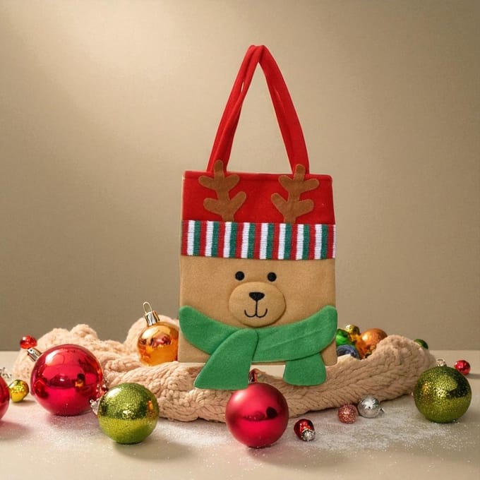 Cadeautasje voor Kerst met Rendier - Herbruikbaar en feestelijk