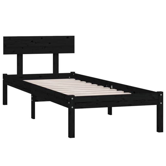 vidaXL - Bedframe - massief - hout - zwart - 75x190 - cm