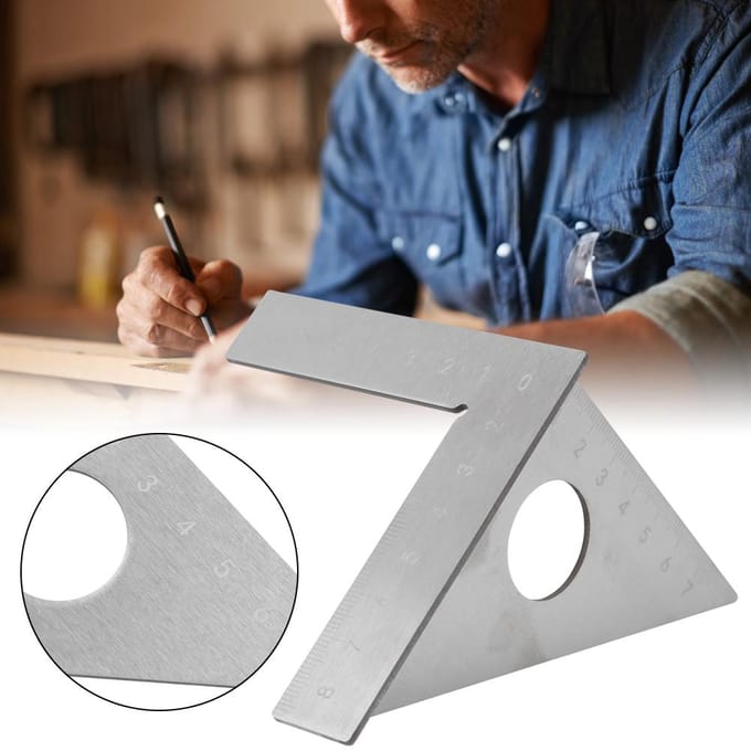 Roestvrij Staal Houtbewerking Haakse Hoekmeter 9045 Graden Timmerman Meetliniaal gray