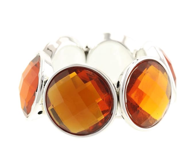 Behave - Elastische armband met cognackleurige stenen - feestlook