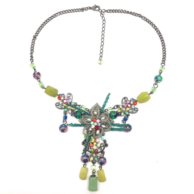 Behave - Ketting met Hanger en Bloemen - Multikleur - Trendy Accessoire voor Dames