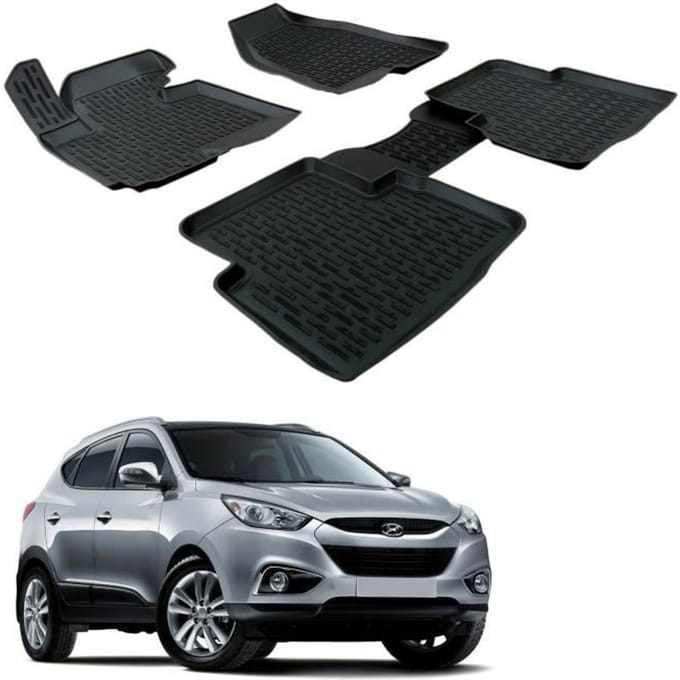 Vloermatten - SCOUTT - Kia ix35 - Premium Rubber - Op Maat - Zwart zwart