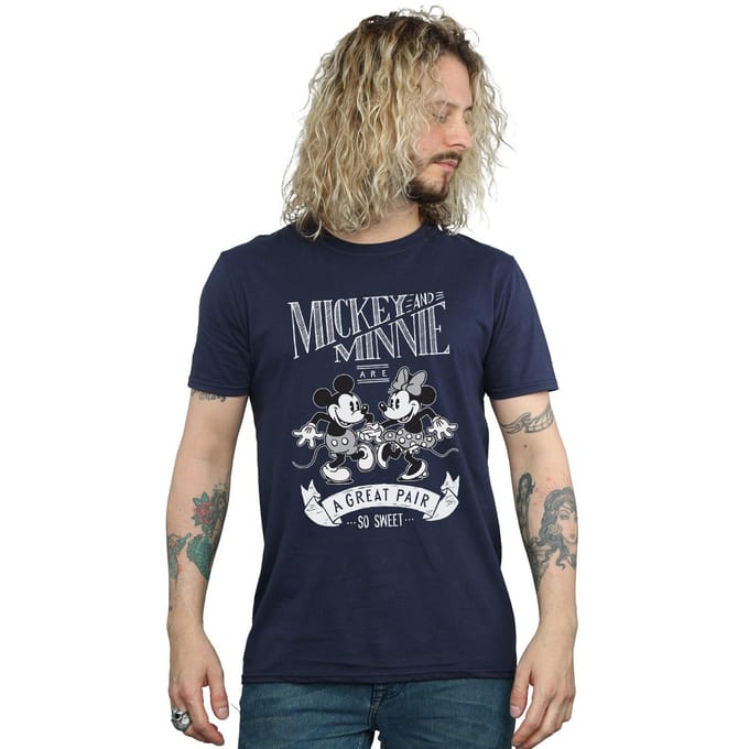 Disney Heren Mickey en Minnie Mouse Geweldig Paar T-shirt (Marineblauw)