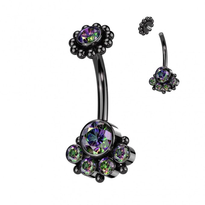 Navelpiercing PVD beaded balls rondom - zwart - LMPiercings