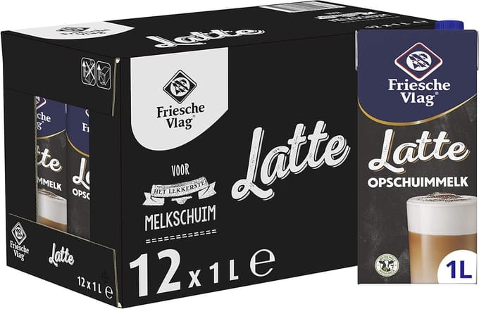 Friesche Vlag Latte – Opschuimmelk – Houdbaar – 12 x 1 L – Voordeelverpakking
