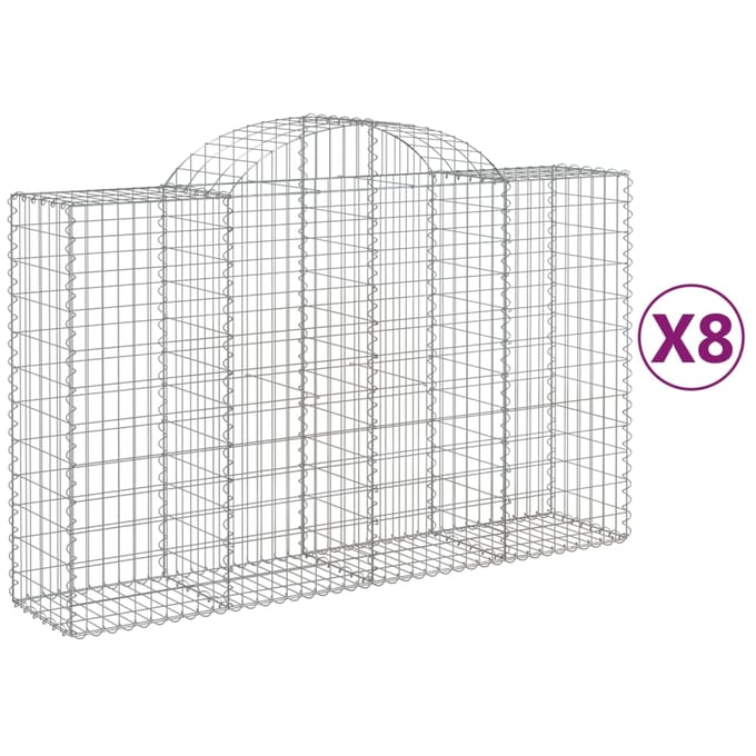 vidaXL - Schanskorven - 8 - st - gewelfd - 200x50x120/140 - cm - ijzer