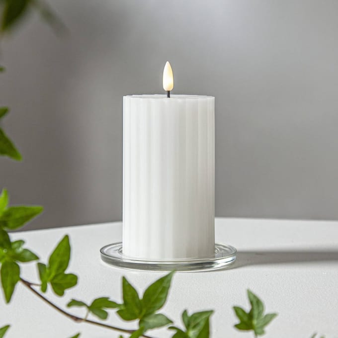 Star Trading LED-kaars van echte was 'Flame Stripe', flikkerend, wit, 15cm