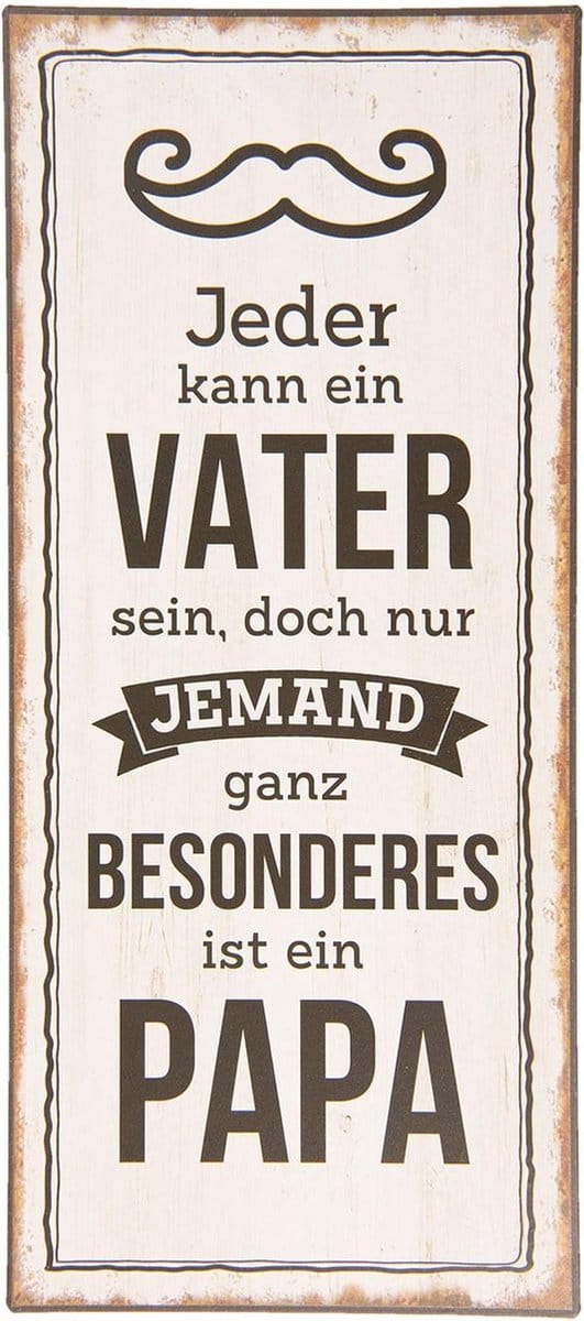 Clayre & Eef Tekstbord 13x30 cm Wit Zwart Metaal