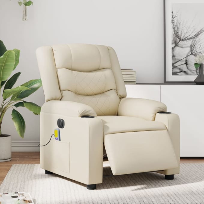 vidaXL - Massagestoel - verstelbaar - elektrisch - kunstleer - crèmekleurig