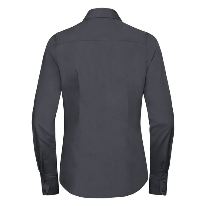 Russell Collection Dames/Dames Polycotton Slim Shirt met Lange Mouwen (Konvooi Grijs)