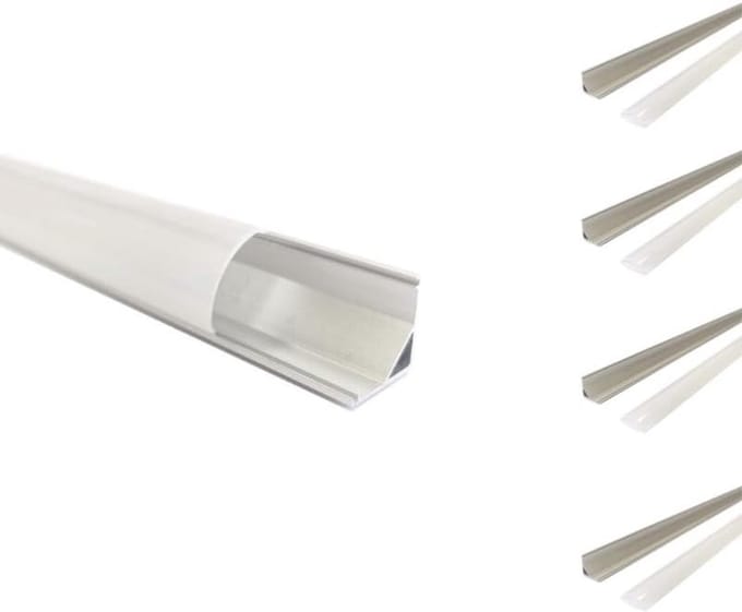 Aluminium Hoekprofiel voor LED-Strips met Opaal Witte Diffuser - 5x Paarlengte van 2 Meter