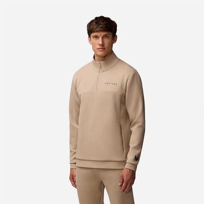 Castore Flex Lifestyle Sweatshirt Met Halve Rits Beige M Man
