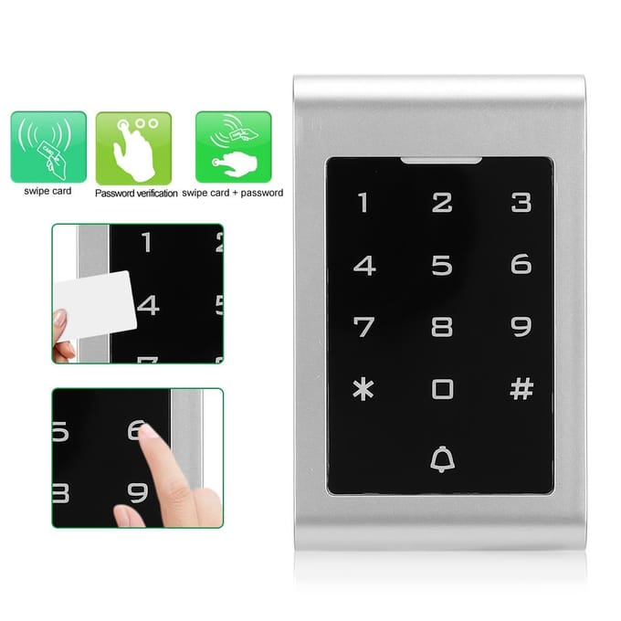 125KHZ RFID Deuropener 2000 Gebruikers Wiegand26 Kaart Wachtwoord Beveiligings Toegangssysteem gray