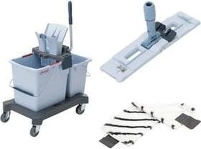 Vileda 173891 US Pro Starterkit Double - emmer 25l, emmer 8l, hendelpers, chassis, frame, MicroPlus mop
