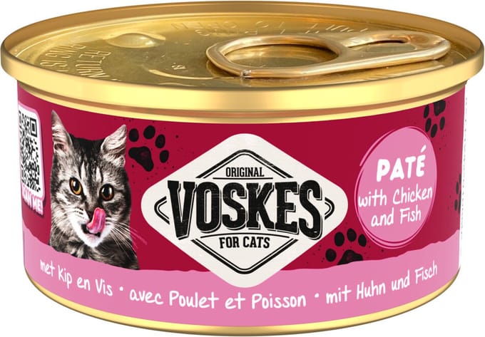 24x Voskes Kattenvoer Nat Paté Kip & Vis 85 gr