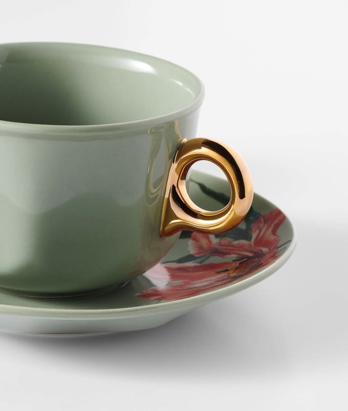 Galerij koffiekop & schotel / Groen