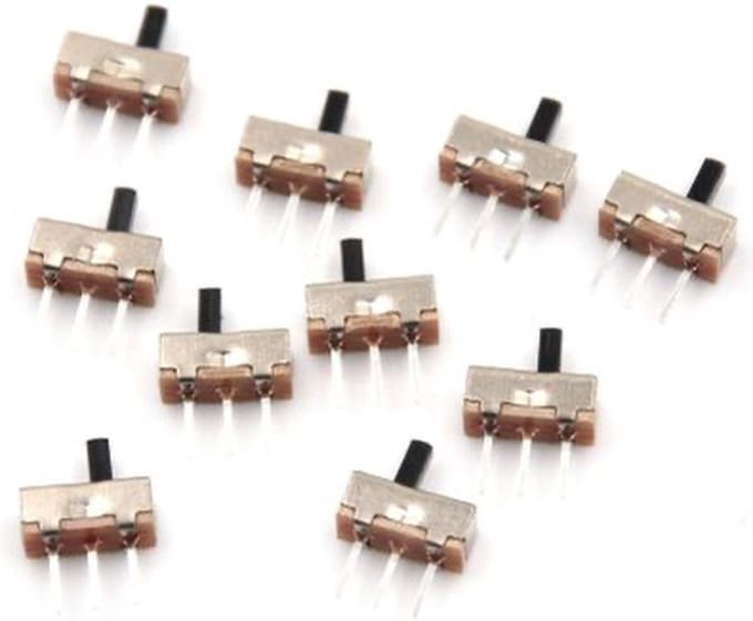 Schuifschakelaar on-off Slide Switch SS12D00 3pin 10 stuks geschikt voor arduino