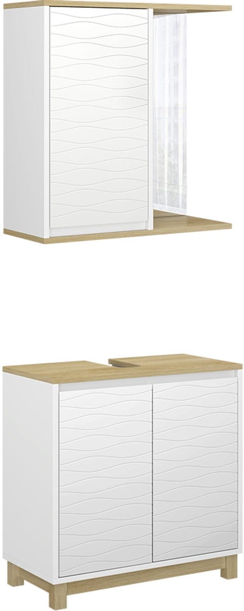 Vicco Badkamermeubelset Livia, Wit/Eiken, 2-delig