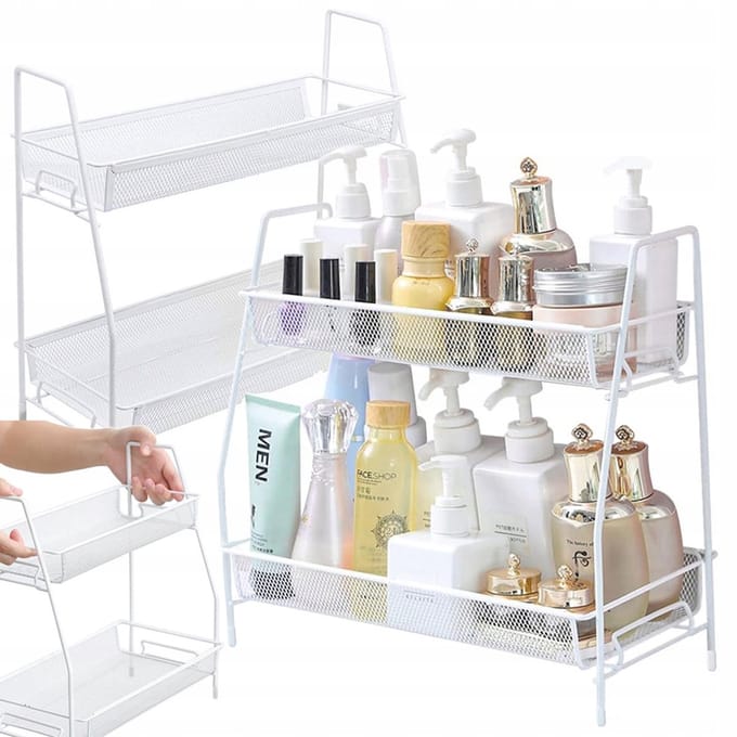 2-laags Keuken Organizer - Stijlvolle Loft Kruidenrek Wit