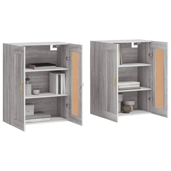 vidaXL - Hangkasten - 2 - st - bewerkt - hout - grijs - sonoma - eikenkleurig