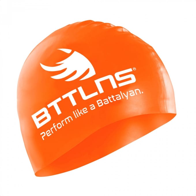 BTTLNS badmuts - swim cap - siliconen badmuts unisex - Absorber 2.0 - oranje - one size