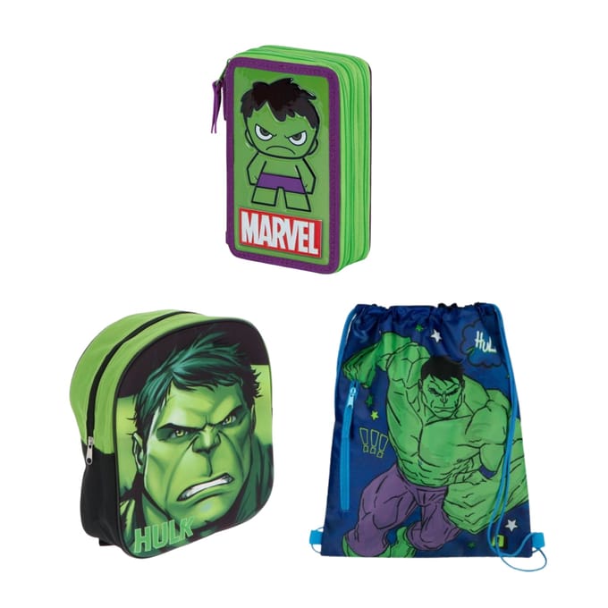 Avengers schoolset; rugzak, gymtas en gevulde etui - Hulk