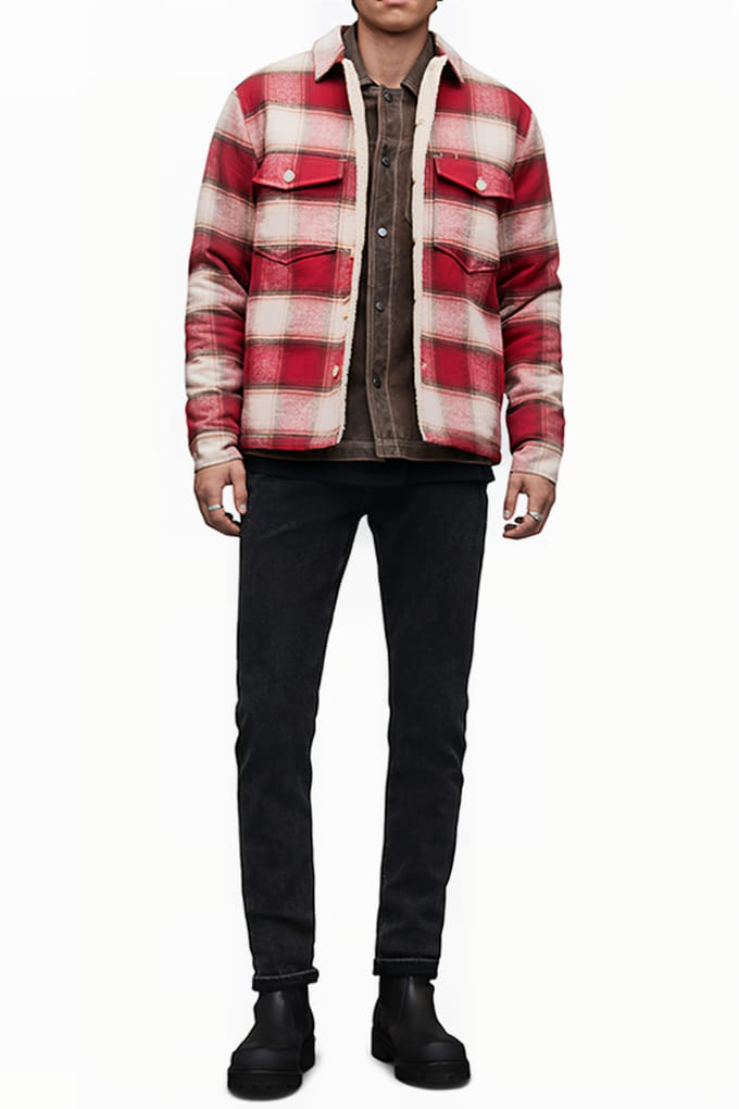 AllSaints Hawkins Jacket Pyrope Red Maat: XXL | Lichte Jassen Outlet | Heren | Rood