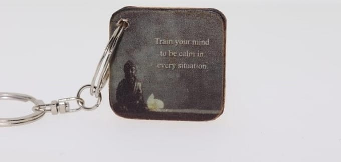 Quote sleutelhanger 3x3 cm Train your mind to be