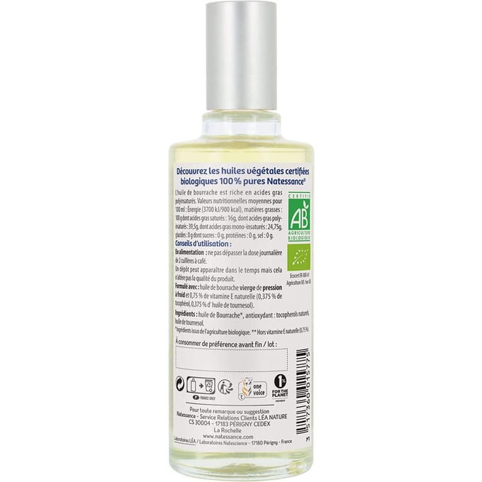 Natessance Biologische Borage olie 100% Puur Voedend 50 Etherische