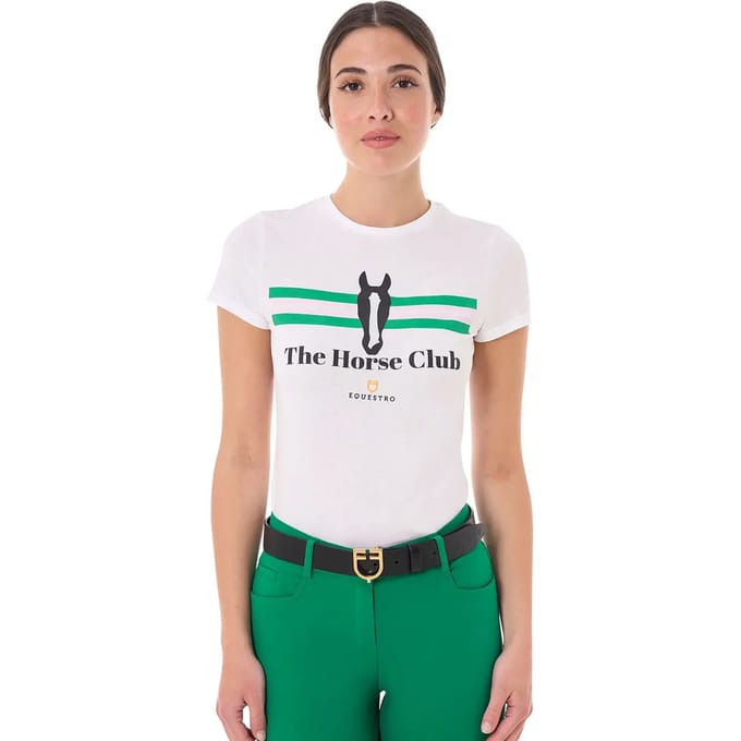 Katoenen dames-T-shirt Equestro stripe
