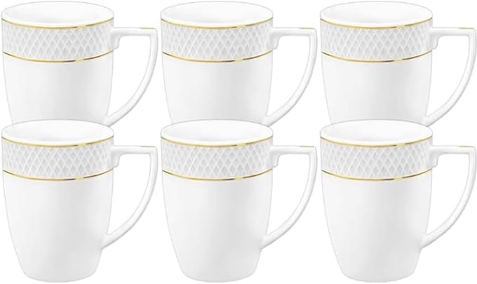 Wilmax England Porseleinen Kop Wit Gouden Rand 6-delig 450ml