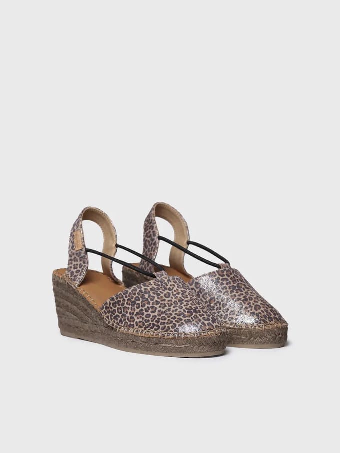 Espadrille met sleehak en dierenprint | TELMA-LE