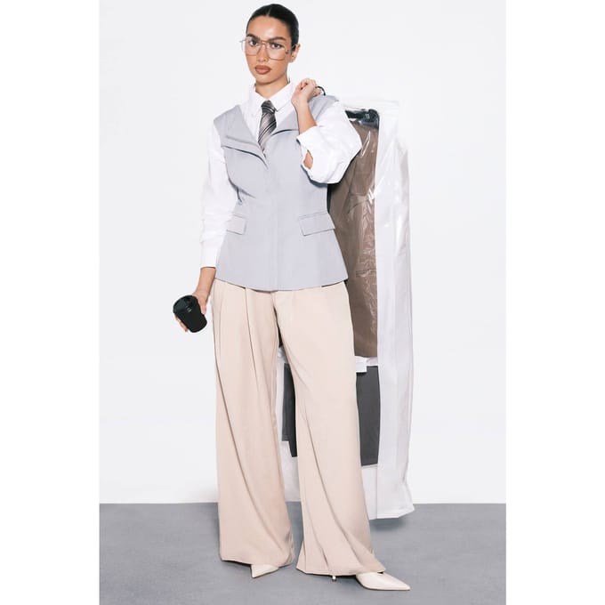 Dames Boohoo Basics Gesneden Wijde Pijpen Broek | Taupe | Maat: 8