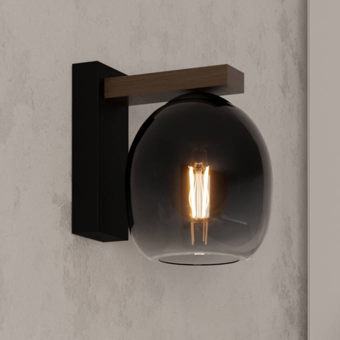 EGLO Filago Wandlamp - E27 - 20 cm - Bruin|Zwart - Glas