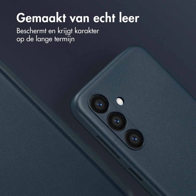 Accezz Hoesje - Geschikt voor Samsung Galaxy S24 - Magnetische Ring Leather Backcover - Nightfall Blue