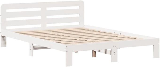 Bedframe Massief Grenenhout - Houten Ledikant - Slaap Comfort - Stevige Constructie - 150x200 cm - Wit