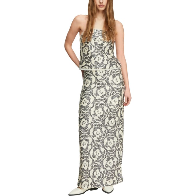 Glinsterende lange paillettenrok met elastische taille voor vrouwen COMMA