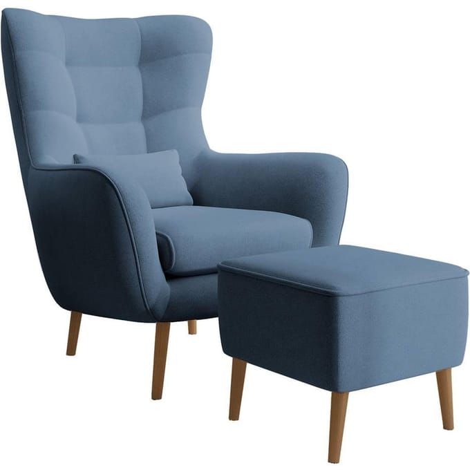 Fauteuil met hocker Verdiro velvet | NADUVI Collection