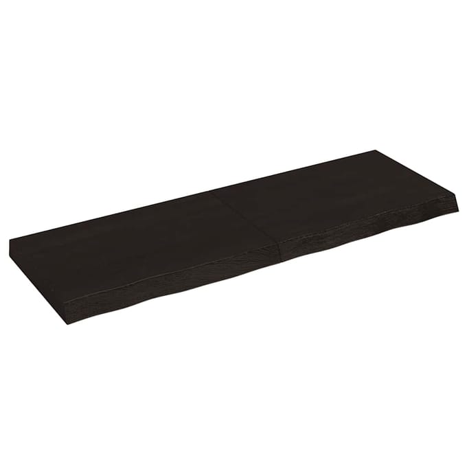 vidaXL - Wastafelblad - 120x40x(2-6) - cm - behandeld - massief - hout - donkerbruin