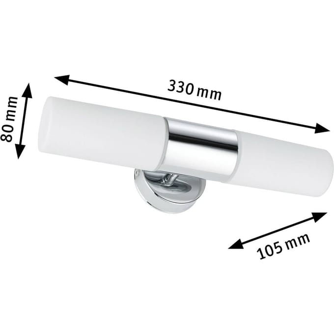 LED-spiegellamp Lenia IP44 E14 230V max. 2x20W dimbaar Chroom, Opaal