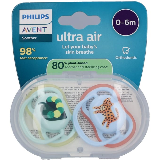 Philips Avent Ultra Air Fopspeen - 0-6 Mnd - 2 Stuks - Plant-based