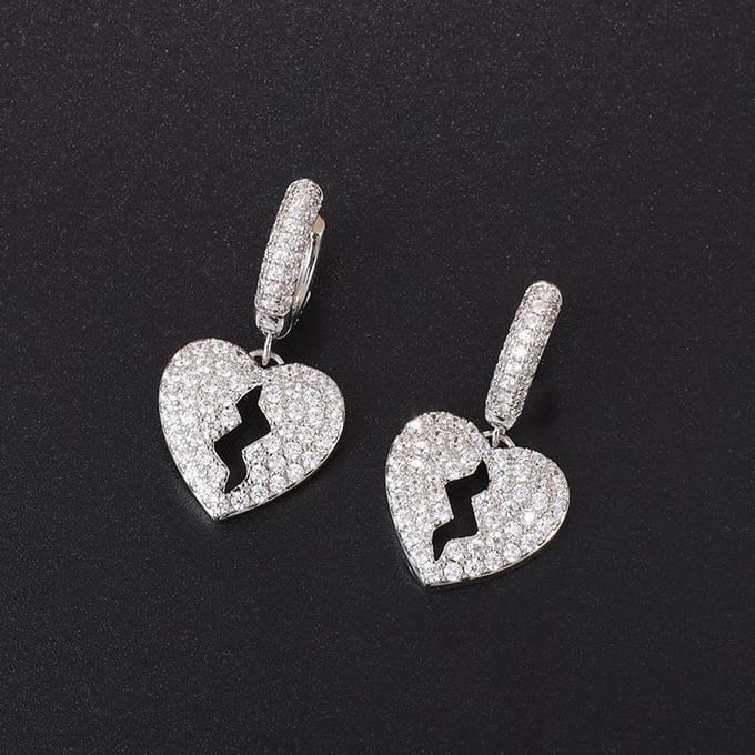 Oorbellen Hartzeer Sieraden Trendy Merk Gepersonaliseerd Micro Ingezette Zirkonia gray