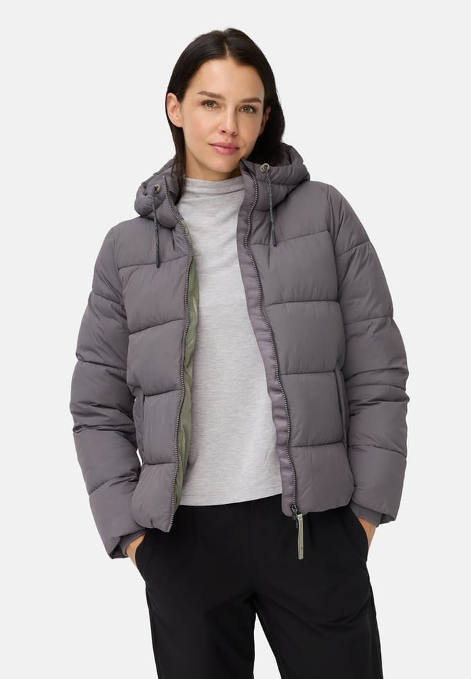 camel active Gewatteerd jack met capuchon - Maat womenswear-40 - Leisteen