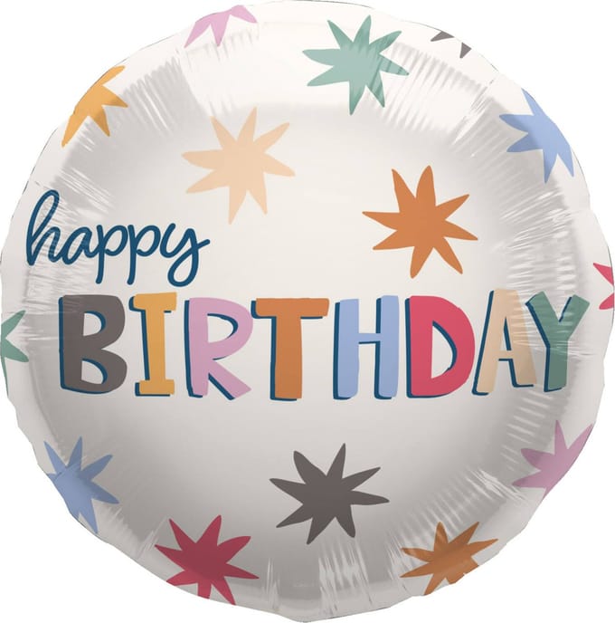 Folieballon - Happy Birthday - Starburst - 45 cm